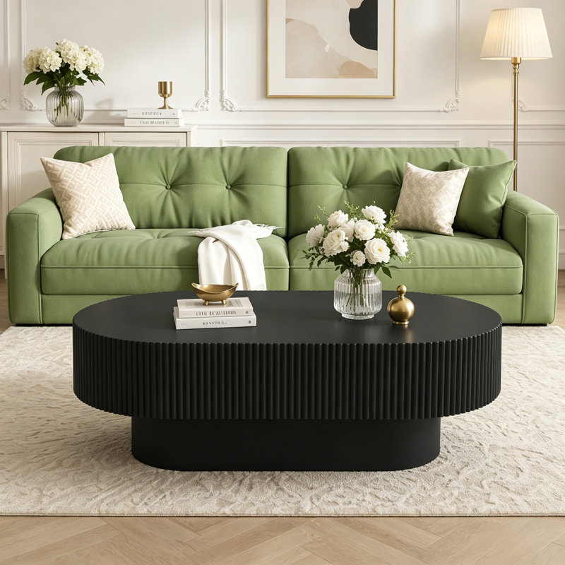 Table basse ovale élégante de 43,3 po, Black