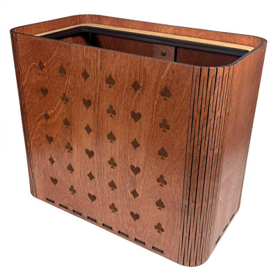 Slim Trash Can - Playing Cards - Wooden Garbage Bin for Game or Card Rooms and Bars