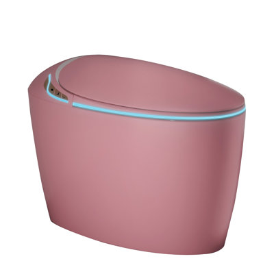 Unique Smart Toilet With Bidet Built In, Intelligent One Piece Toilet For Modern Bathroom, Auto Open/Close Seat, Foot Sensor, LED Display,Night Light, Warm Water & Dryer,Pink