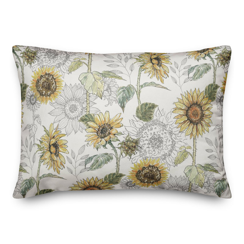 White Floral Reversible Square Throw Pillow