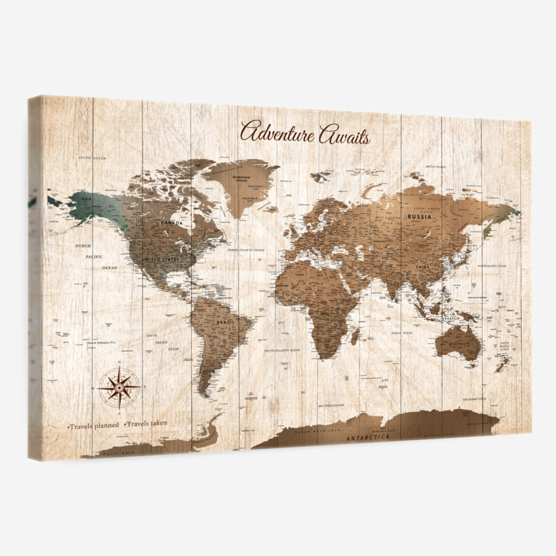 Traverses du monde planifiées et prises Alvertia, H 30 po x l 45 po