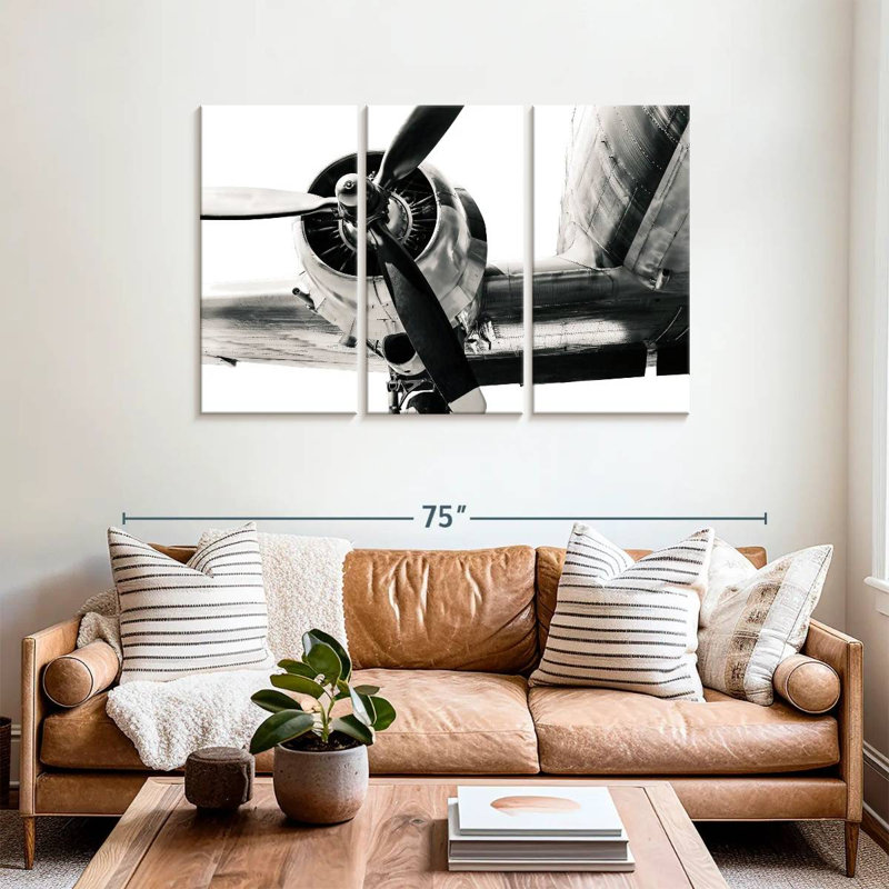 Mehar Monochrome Airplane Propeller, 36" H x 57" W