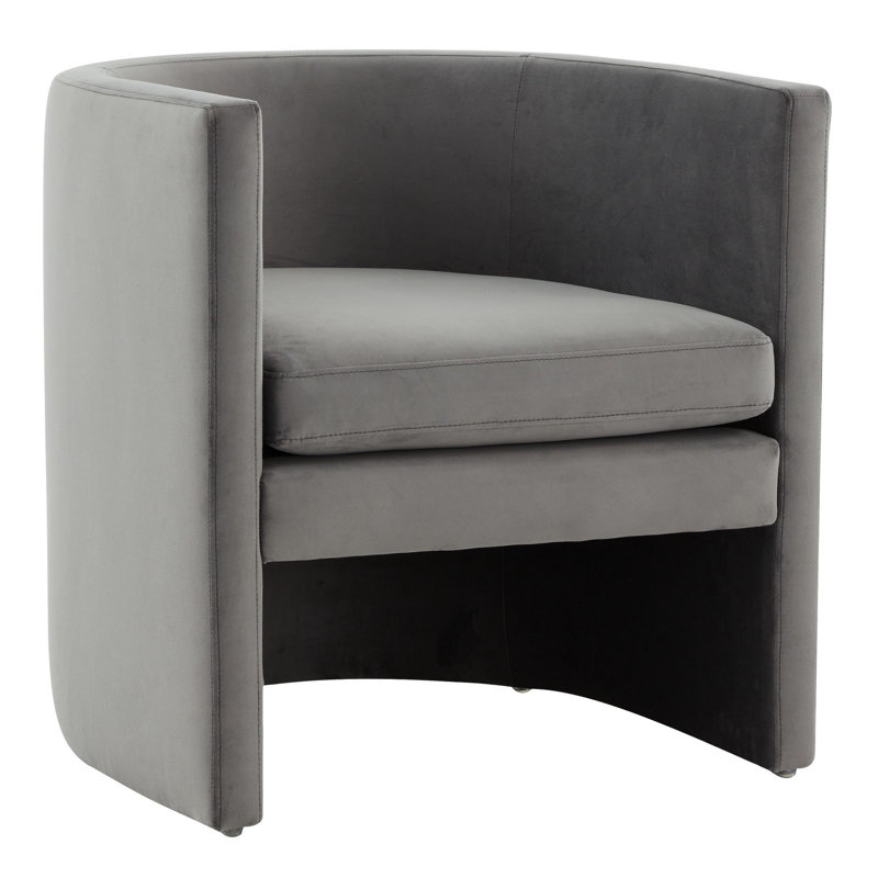 Fauteuil demi-tonneau 26 po, Velours gris ardoise