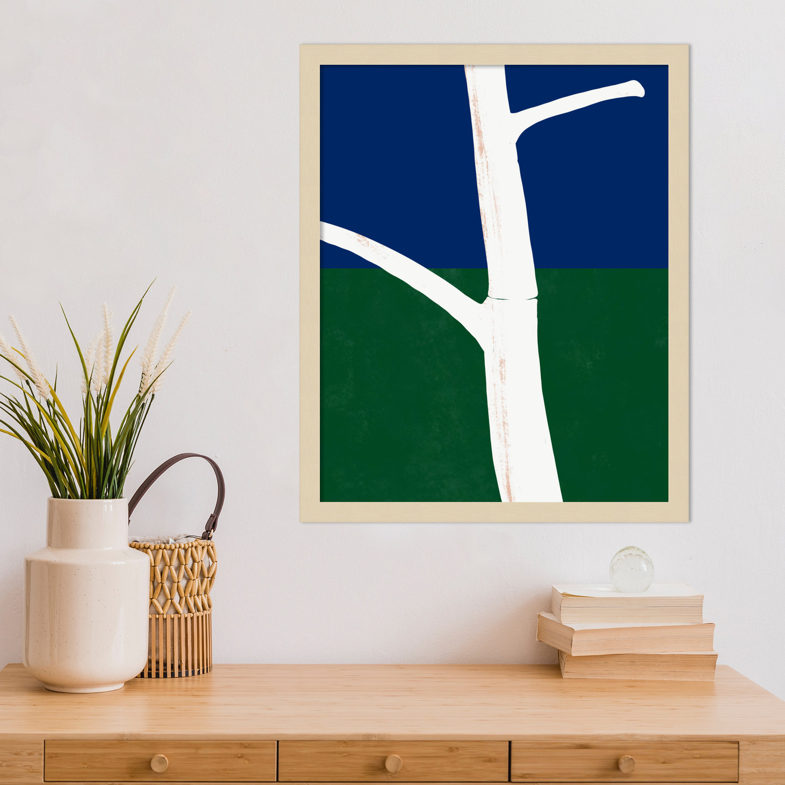White Bark Print by Little Dean, White Framed, 21" H x 17" W