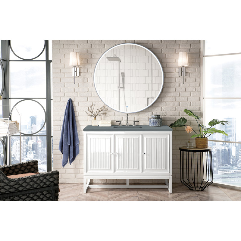 Athens 48'' W Single Vanity, Cala Blue, Glossy White, 8" Widespread