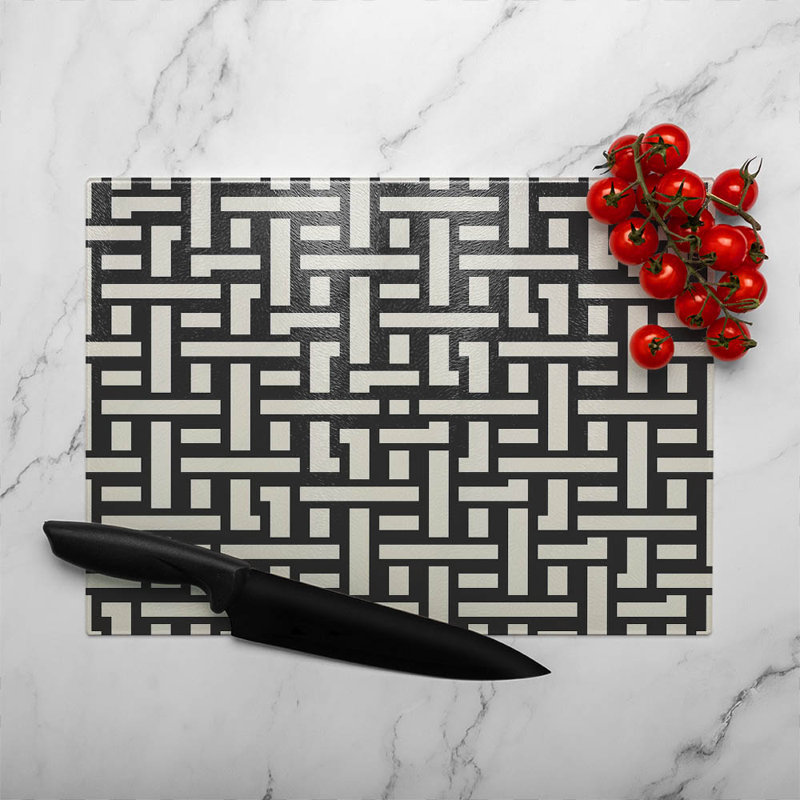 Woven Pattern Glass Chopping Board, 28cm L x 20cm W