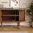 Mid-Century Modern Fluted Oval Tv Stand With Built-In Power Outlet To Fits Up To 75" Tvs-1057991657