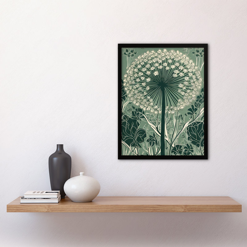 Albe Single Allium Flower Modern Green White Florets - Single Picture Frame Print