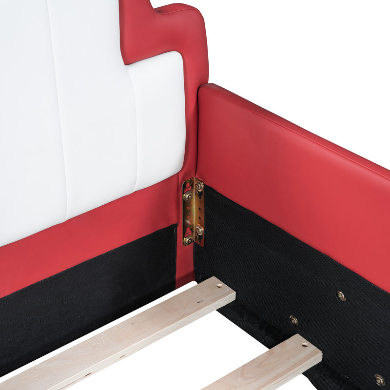Red Twin Size Race Car-Shaped Platform Bed With Wheels - Comfort And In One Car Ensuring Maximum, Red