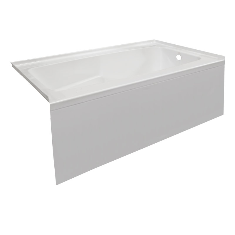 60'' x 30'' Soaking Acrylic Bathtub, Right, White