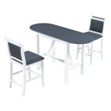 3-Piece Wood Counter Height Drop Leaf  Dining Table Set With 2 Upholstered Dining Chairs For Small Place