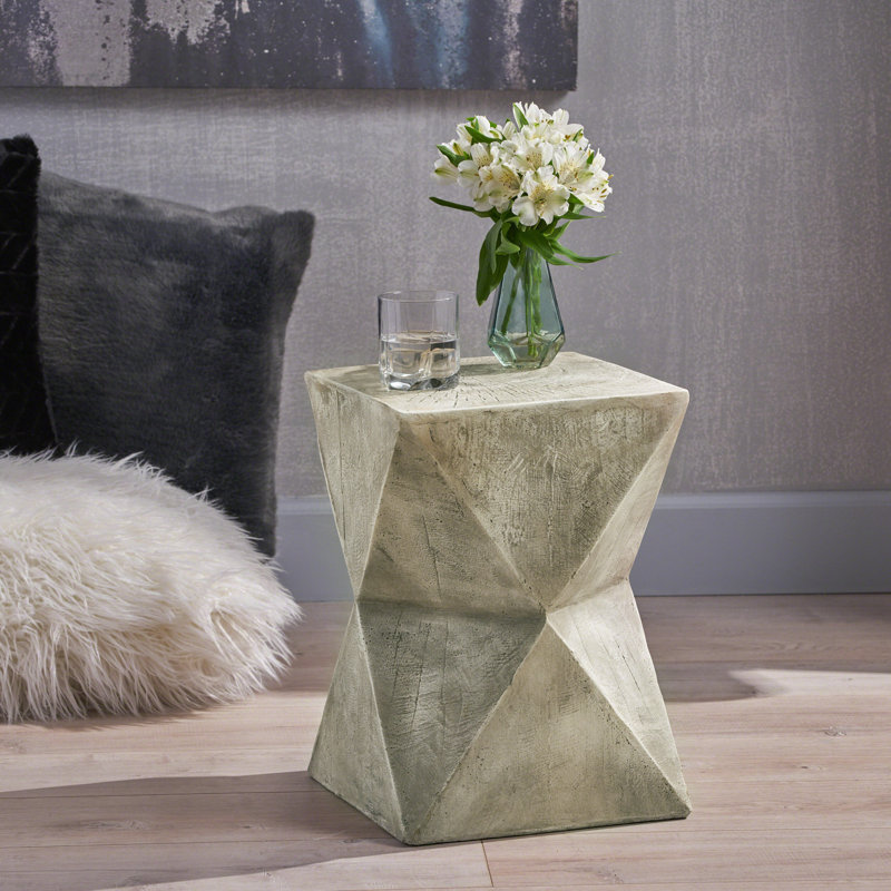 Encinal Concrete Top End Table, Light Gray