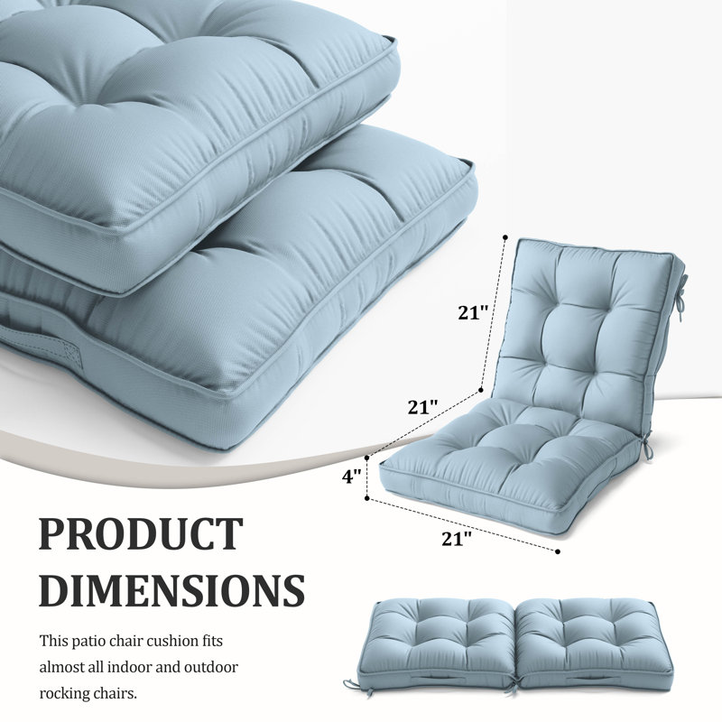 Outdoor/Indoor Seat / Back Cushion, Sky Blue, 21” W x 21“ D 