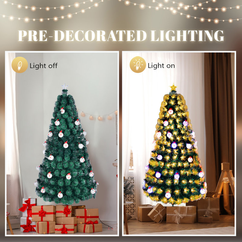 Arbre de Noël artificiel à fibre optique avec 28 lumières DEL, 6'