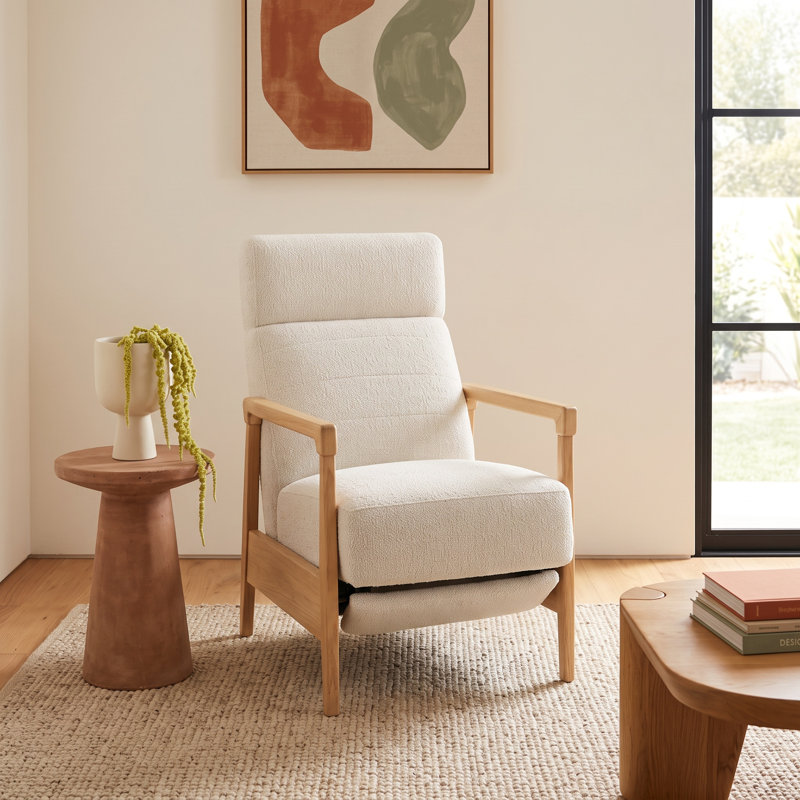 Amada Upholstered Power Recliner, Merino Pearl Performance Boucle