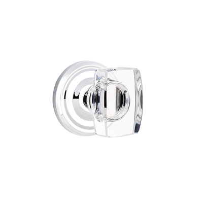 Ensemble de faux boutons Emtek avec rosette régulière et bouton en verre Windsor