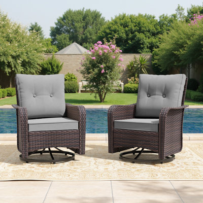 Rocking Swivel Rattan Patio Chair With Cushions