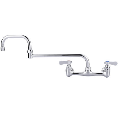 Double Handle Wall Mounted Folding Commercial Standard Kitchen Faucet With 17.8" Swivel Jointed Spout