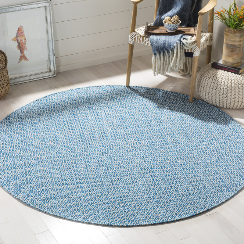 Absalat Hand Woven Cotton Geometric Rug, Round 6'