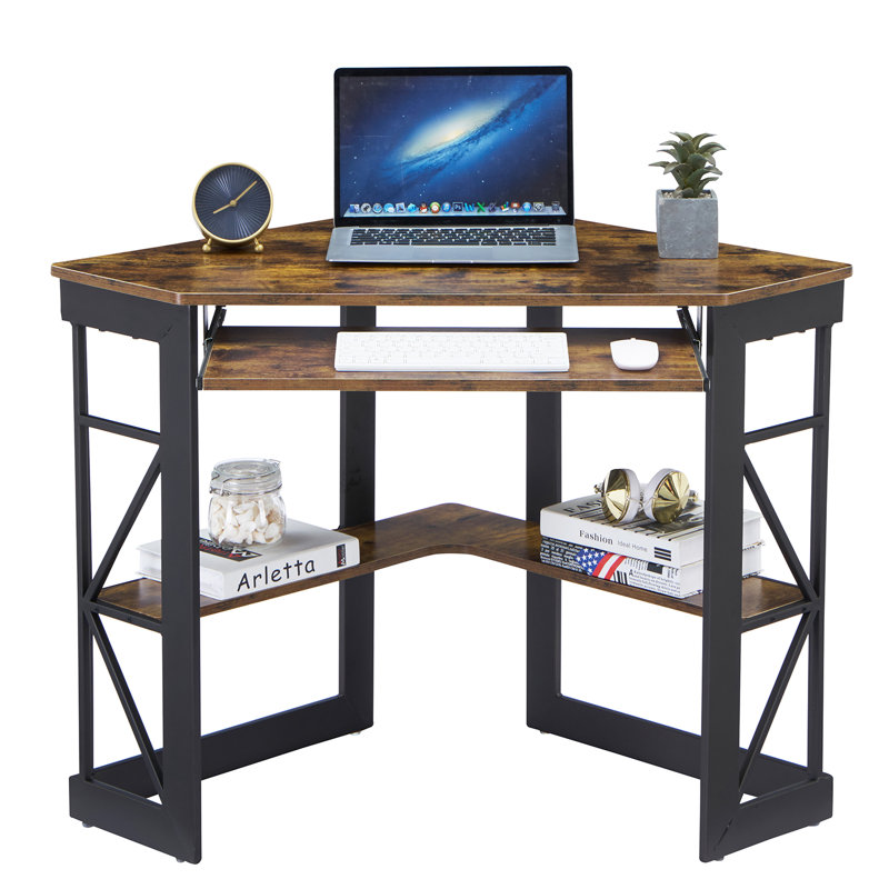 Lambrecht Corner Computer Desk, Rustic Brown