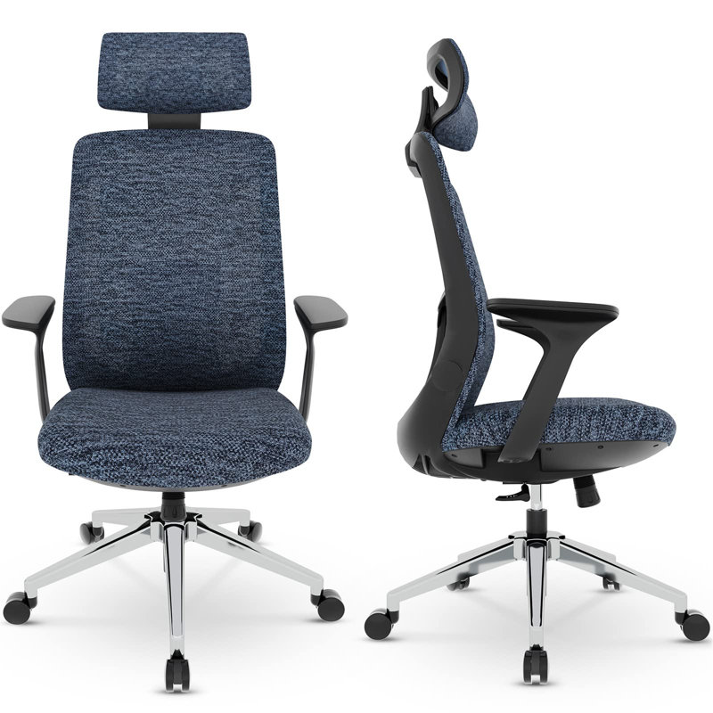 Lamoyne Office Chair with Headrest, Black, Purple