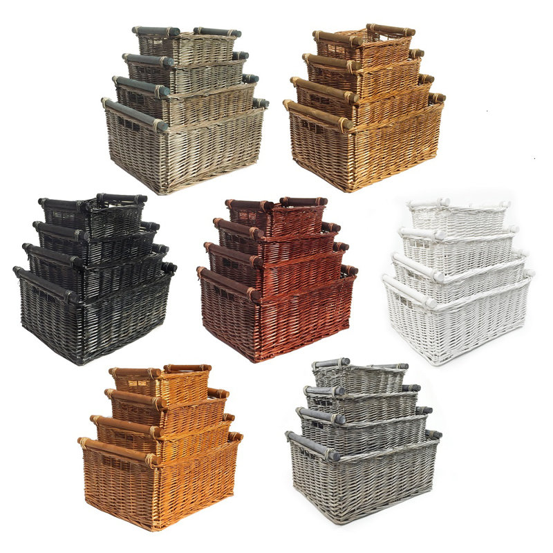 Three Posts Wicker Decorative Basket, 16cm H x 31cm W x 25cm D, Oak