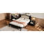 Grand lit plateforme en bois avec tête de lit attrayante - Allure de chambre à coucher, noir intrigant