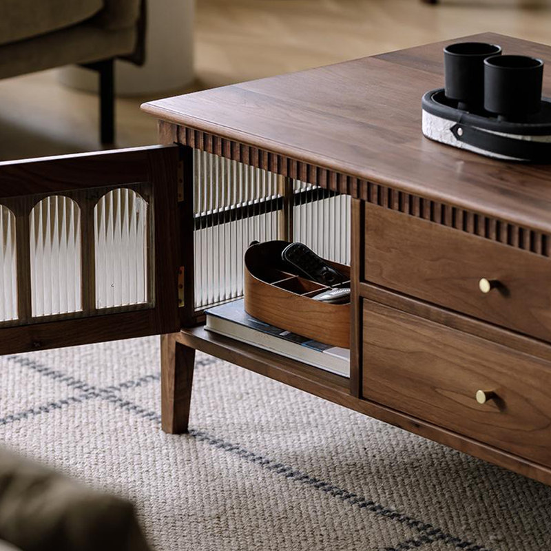 Solid Wood Walnut Coffee Table, 19.7" H x 55.1" L x 27.6" W