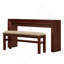 Ensemble de table de bar cannelée à hauteur de comptoir pour 2 personnes, table de salle à manger avec tabouret rembourré en tissu avec pieds en bois massif, table de salle à manger derrière le canapé pour le petit déjeuner