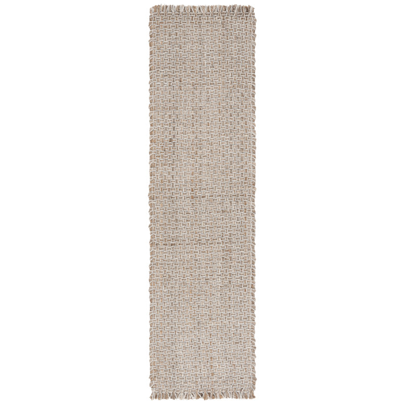 Kerriana Natural Fiber Hand Woven Jute/Wool Solid Color Rug in Brown/Gray, Runner 2'3" x 8'