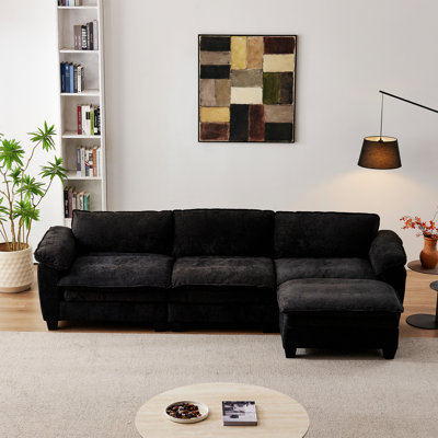 Upholstered Sofa With Ottoman For Spacious Comfort And Living Room