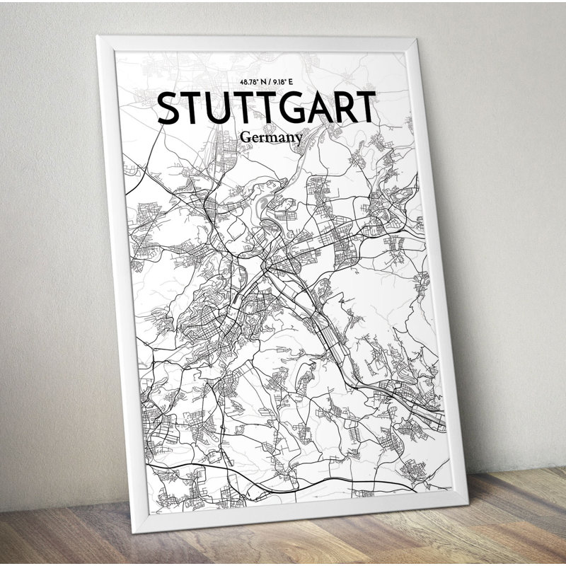 Stuttgart City Map - No Frame Print, 43.2cm H x 27.9cm W x 0.13cm D