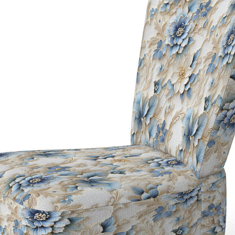 Fauteuil d'appoint rembourré blanc et bleu