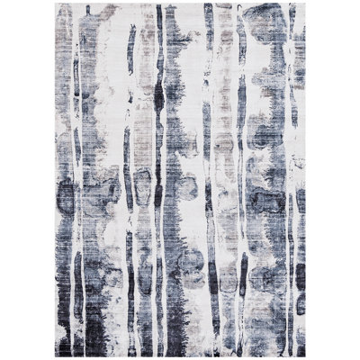 Abstract Area Rug in Ivory
