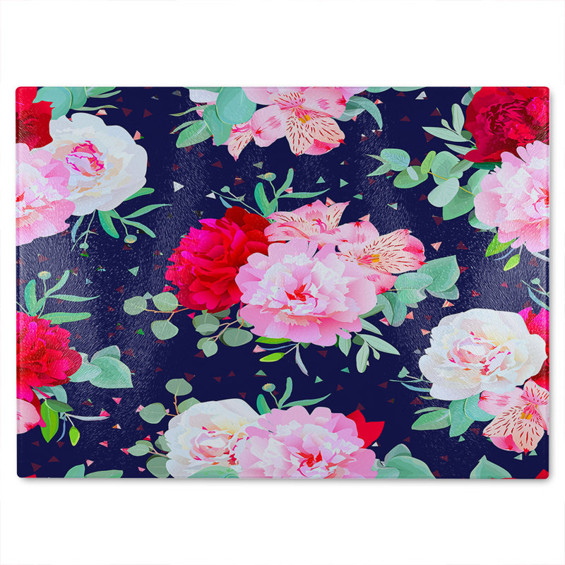Roses On Glass Chopping Board