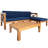 Outdoor Backyard Patio Wood 5-Piece Sectional Sofa Seating Group Set With Cushions, Cushions-1797669952