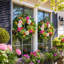 Couronne de fleurs artificielles 17,7 pouces avec fleurs mixtes vibrantes