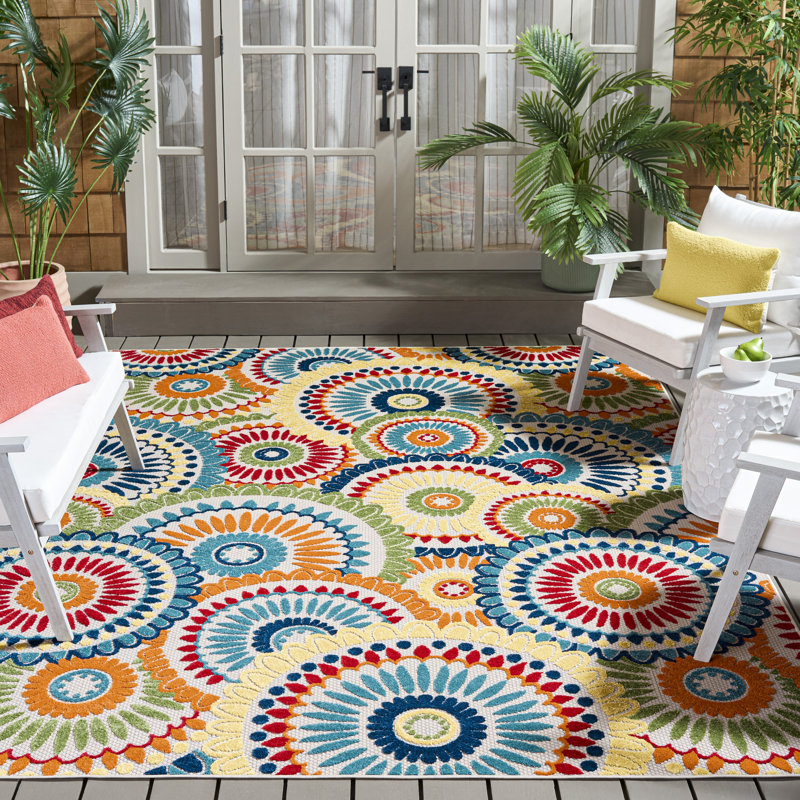 Dellie Performance Geometric Indoor/Outdoor Area Rug, Rectangle 8' x 10'