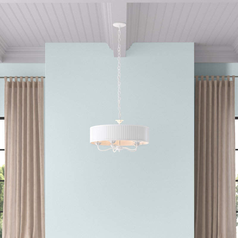Lustre tambour 5 lumières à abat-jour Lamotte, Blanc