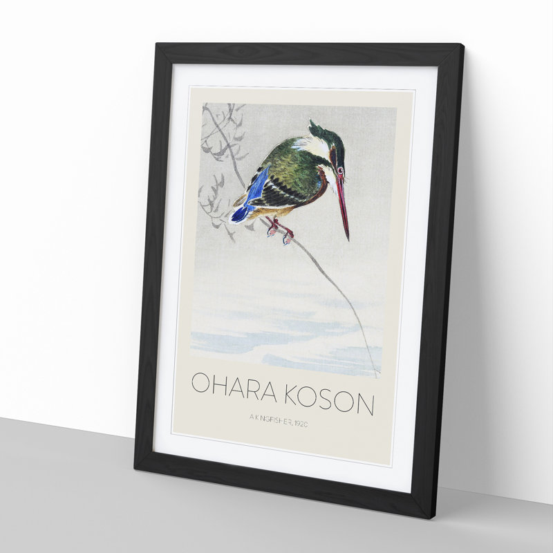A Kingfisher by Ohara Koson - Picture Frame Painting, 48cm H x 36cm W x 2cm D, Black Framed