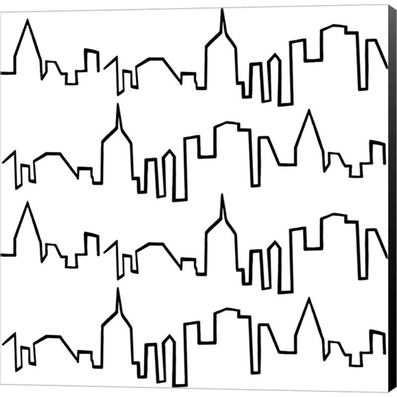 «NY Chic Skyline Black On White» par Marco Fabiano, reproduction sur toile tendue, H 24 po x l 24 po x P 1,5 po