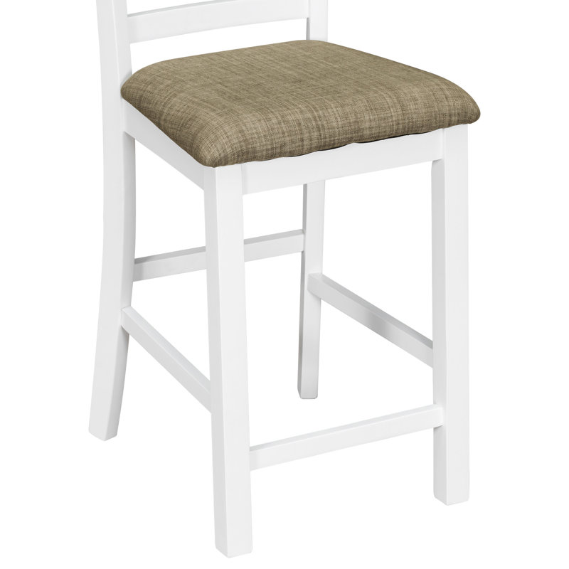 Ensemble de salle à manger 5 pièces à hauteur de comptoir en bois d'hévéa multifonctionnel avec chaises rembourrées et compartiment à vin intégré à 9 bars, ensemble de salle à manger, ensemble de table à manger