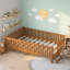 Lit plateforme simple en bois avec garde-corps complets-1553153964