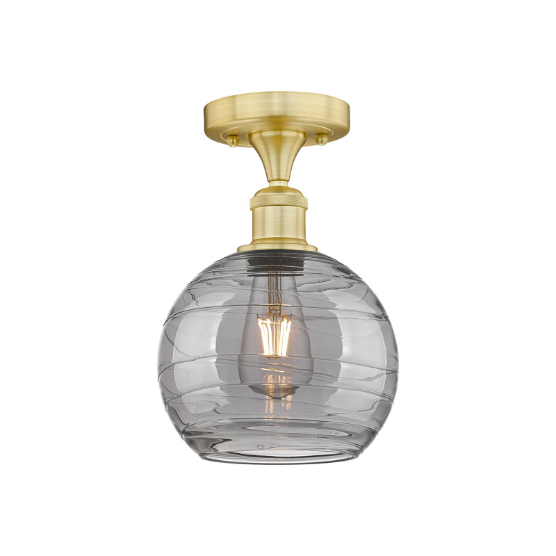 Plafonnier semi-encastré 1 lumière, Or, H 10 po x l 10 po x P 10 po