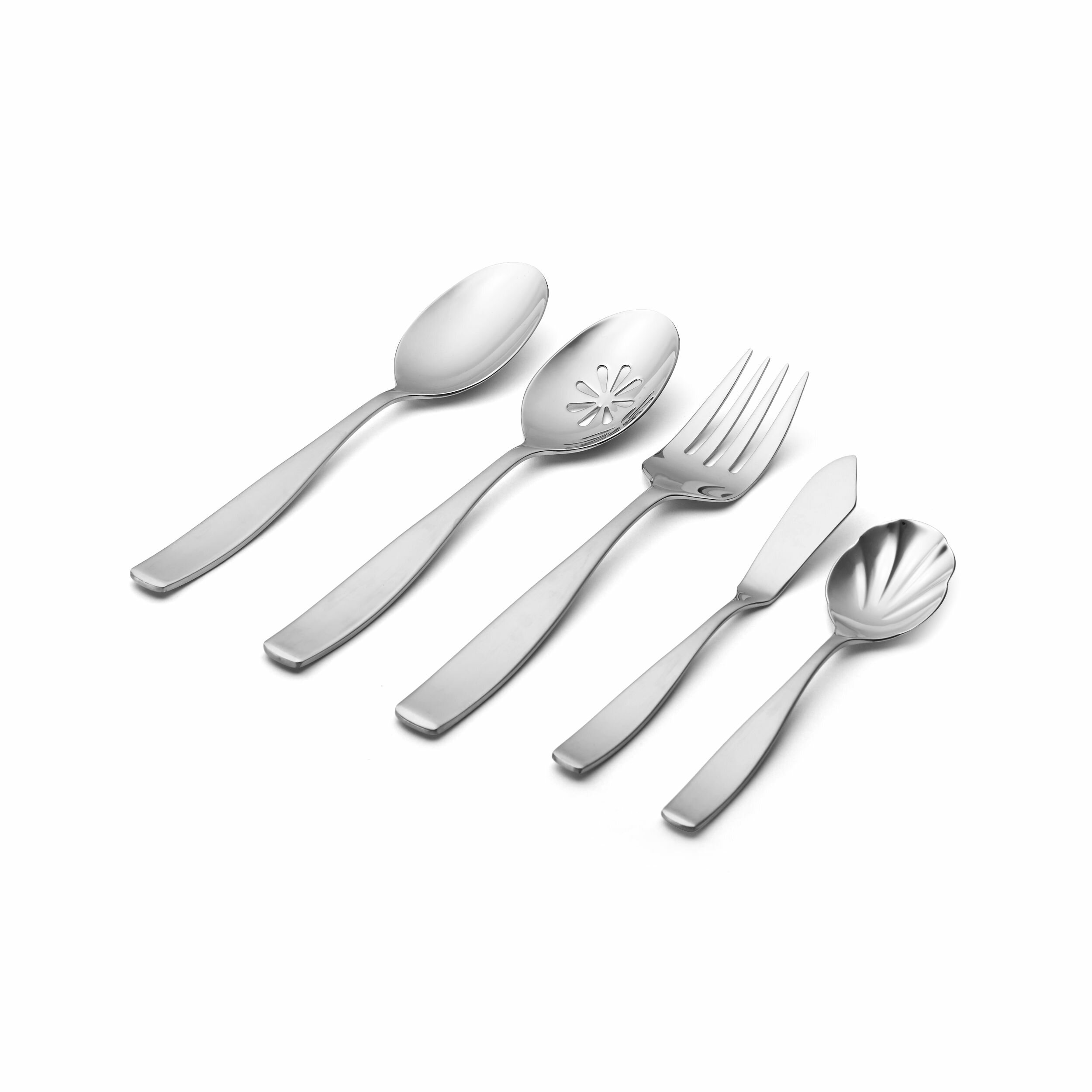 Stainless Steel 14 Long Serving & Cooking Spoons 5 Pcs Set #21435
