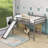 Twin Wood Loft Bed With Slide & Ladder-303621949-328852437