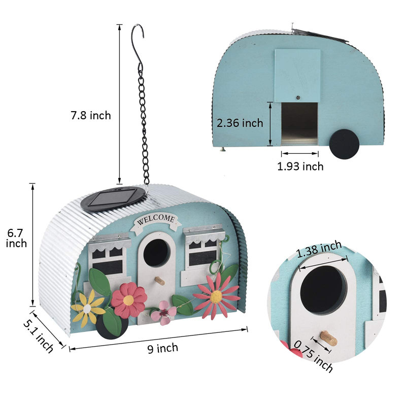 Bird Houses For Outside Decorative With 10 Leds Solar String Lights Humming Bird Houses