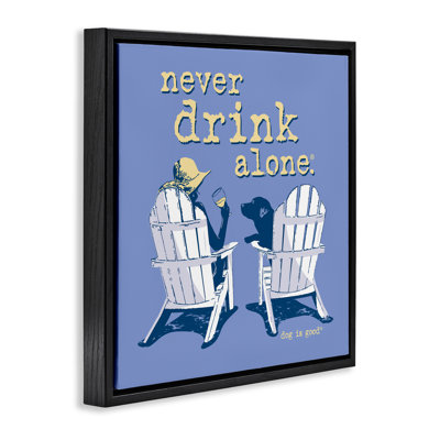 «Girl & Dog Drink Alone Floater», art mural sur toile par Dog Is Good