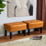Ensemble de 2 tabourets d'appoint capitonnés en similicuir Mid-Century