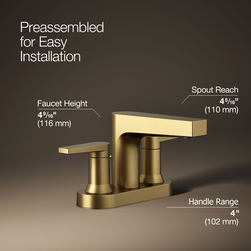 Taut Centerset Bathroom Sink Faucet, Vibrant Brushed Modern Brass